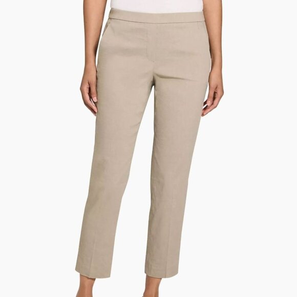 Theory | Linen Treeca Pull-On Ankle Pant Eco Sharkskin in Oat Melange  | Size 6 - Picture 1 of 10